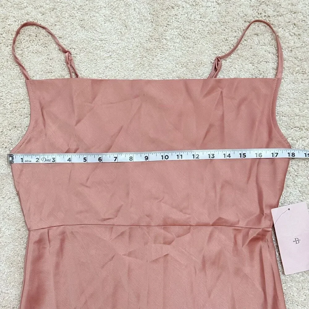 NWT BHLDN Cowl Neck Maxi Side Slit Slip Dress Dusty Rose Orange Pink 10 - Picture 9 of 12